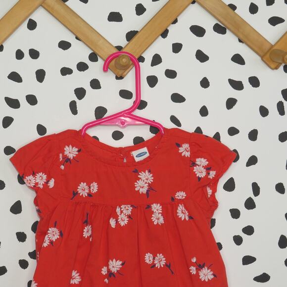 Old Navy Red Floral Print Short Sleeve Baby Top - Picture 2 of 6